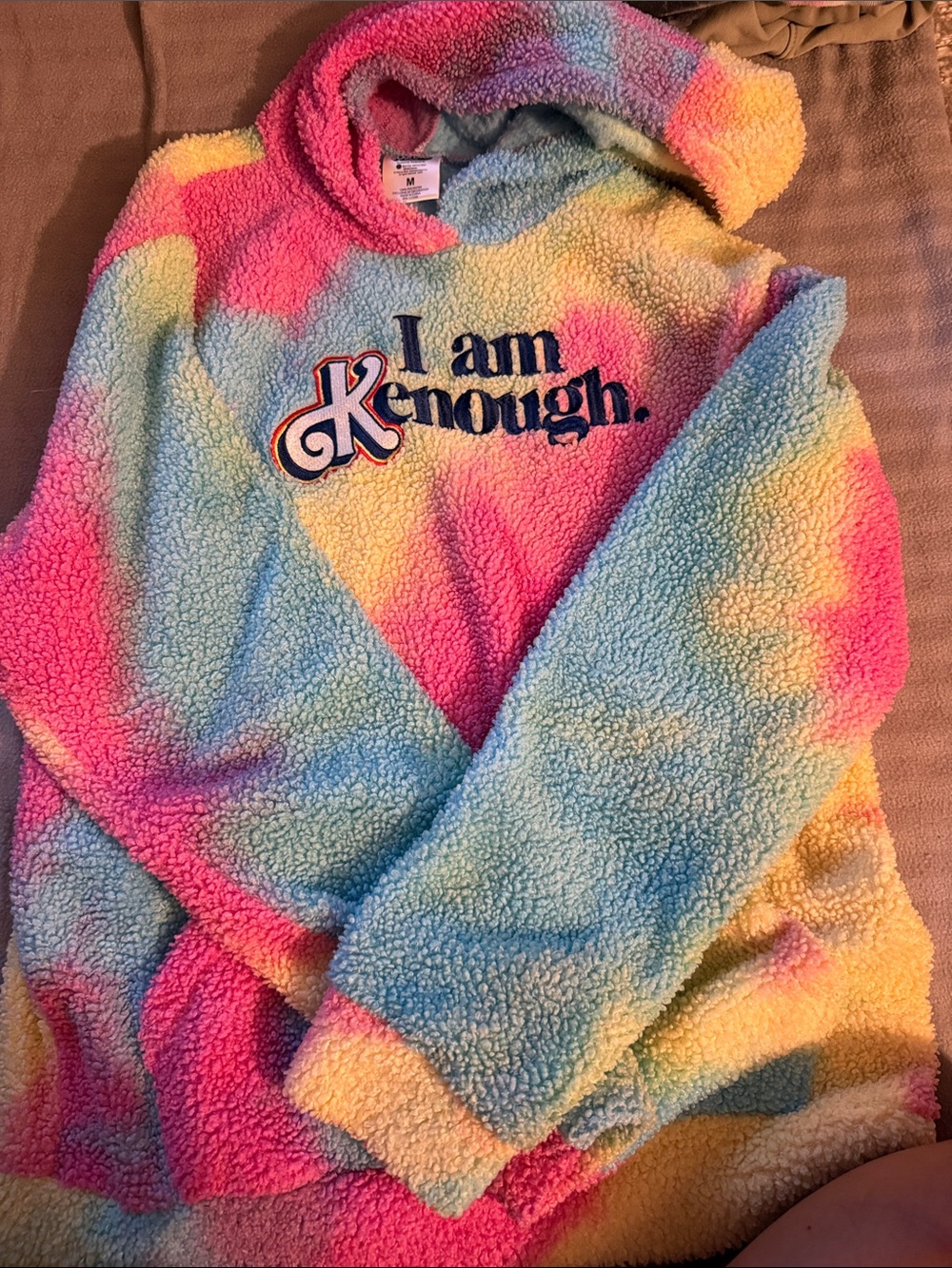 Mattel Multicolor Rainbow Sherpa Hoodie - Pink, Blue, Yellow, Cream